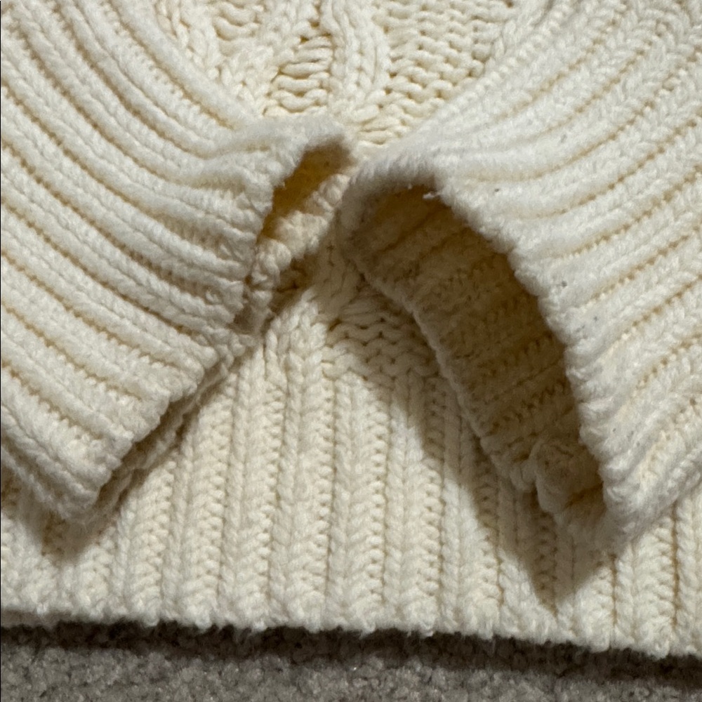 Free People Dream Cable Crew Sweater Cream Chunky Knit Slouchy Boho-Small - Picture 12 of 12